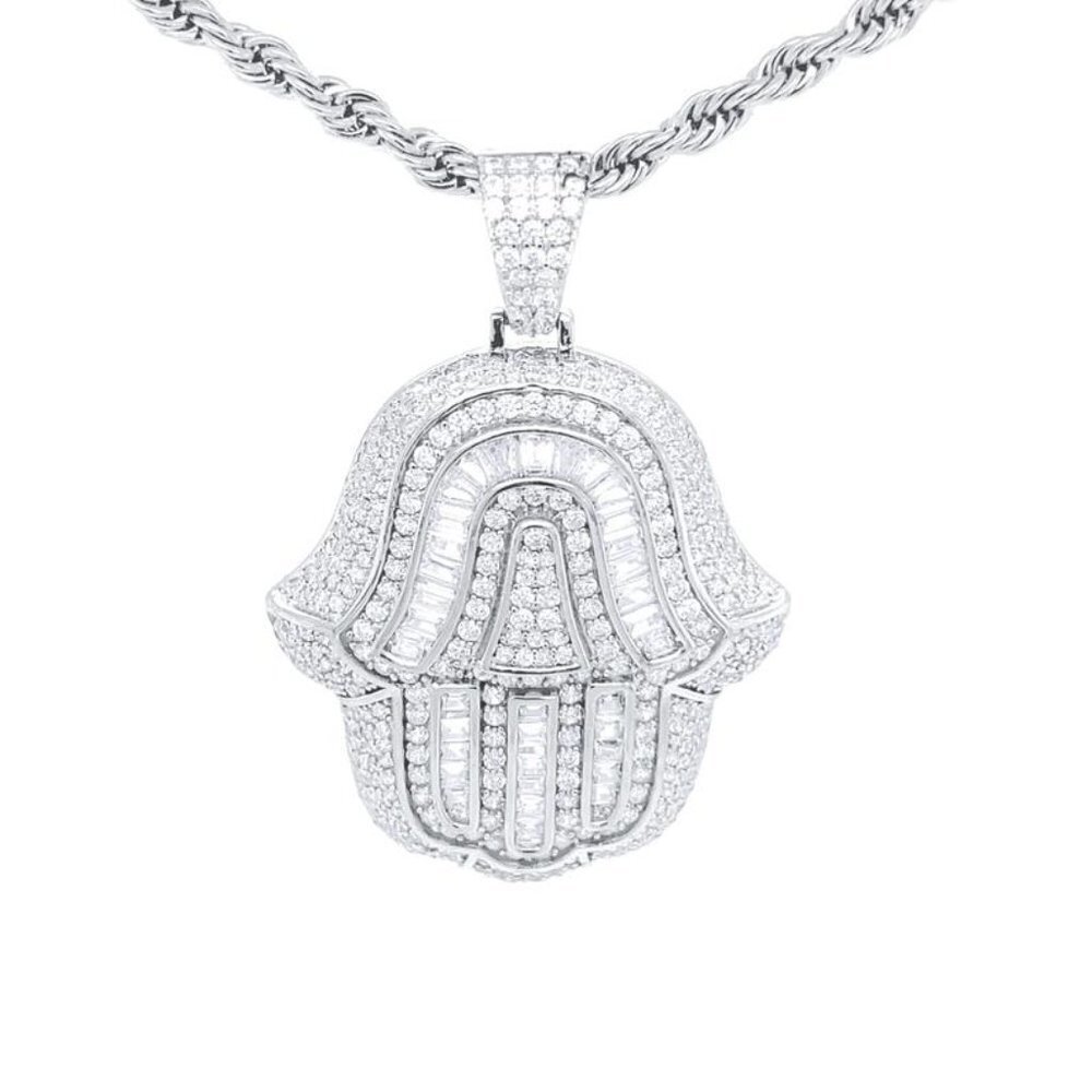 Sterling Silver Hamsa Necklace - Evil Eye Necklace